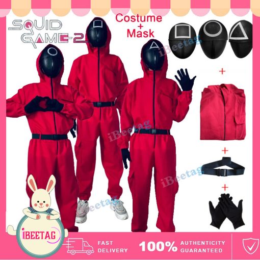 Ship 24 hours】Trò Chơi Mực Hàn Quốc Trang Phục Hóa Trang Người Lớn & Trẻ Em Chú Hề Cosplay Áo liền quần Có Găng Tay Mặt nạ Áo liền quần Halloween Nhập Vai Trang Phục Sự Kiện Trang Phục Tròn-Six-Vip Nhân Vật Trang Phục - Ảnh 2