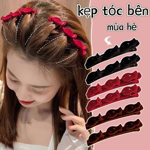 Ahellogirl Hàn Quốc Thời Trang Mới Hai Lớp Đổ Xô Tóc Nữ Ngọc Trai Bướm Kẹp Tóc - Ảnh 2