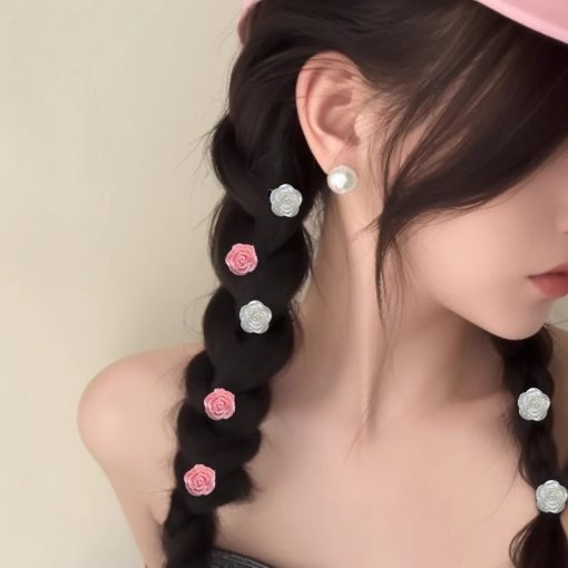 Roselife Hàn Quốc 1 Nhỏ Hoa Hồng Kẹp Tóc Cho Nữ Bé Gái Thời Trang Trắng Camellia Kẹp Tóc Barrettes Phụ Kiện Tóc - Ảnh 3