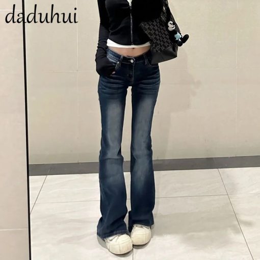 Daduhui New American Ins High Street Retro Micro Flared Jeans Niche High Waist Wide Leg Pants Large Size Trousers - Ảnh 5
