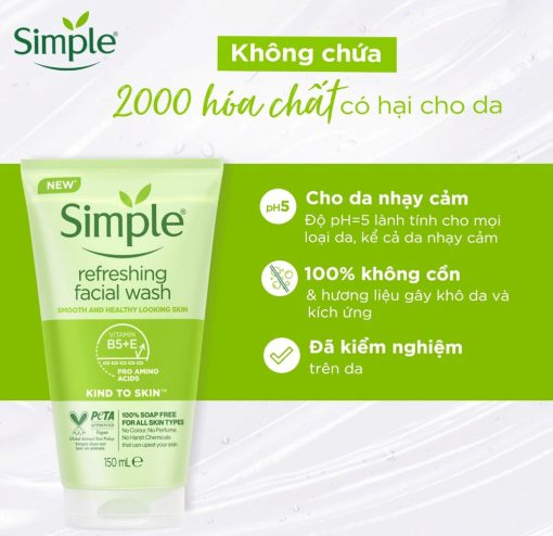 [DIỆN MẠO MỚI] Sữa Rửa Mặt Simple lành tính và hiệu quả cho mọi loại da 150ml - Ảnh 4