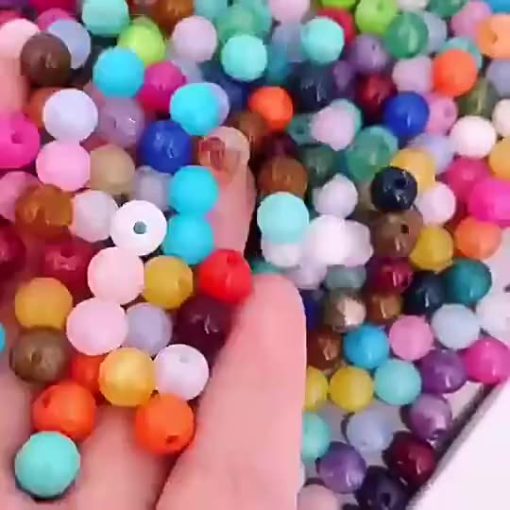 Bộ 50 Hạt Đá Nhân Tạo 6mm 34 Màu Tự Làm Trang Sức Tiện Dụng