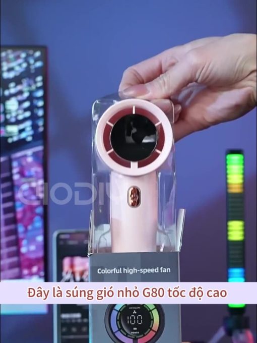 Quạt cầm tay 100 cấp độ gió, Quạt tích điện pin cao  hiển thị đèn led, di động, gió mạnh