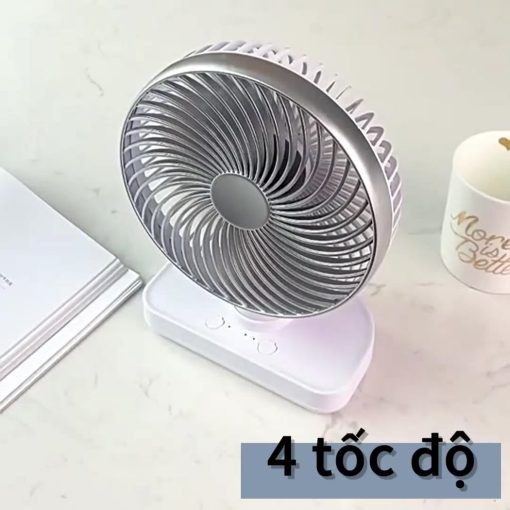 Quạt tích điện mini 5000mAh quạt sạc tích điện 4 tốc độ  tự động xoay 90° quạt mini để bàn
