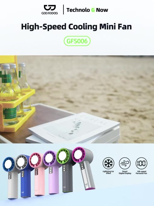 【Tặng quà/Bảo hành nửa năm】GOOJODOQ GFS006 4000mAh Turbo Jet Mini Fan Rechargeable Ice Flake Cooling Handheld Portable Strong Wind High Speed ​​100 Level
