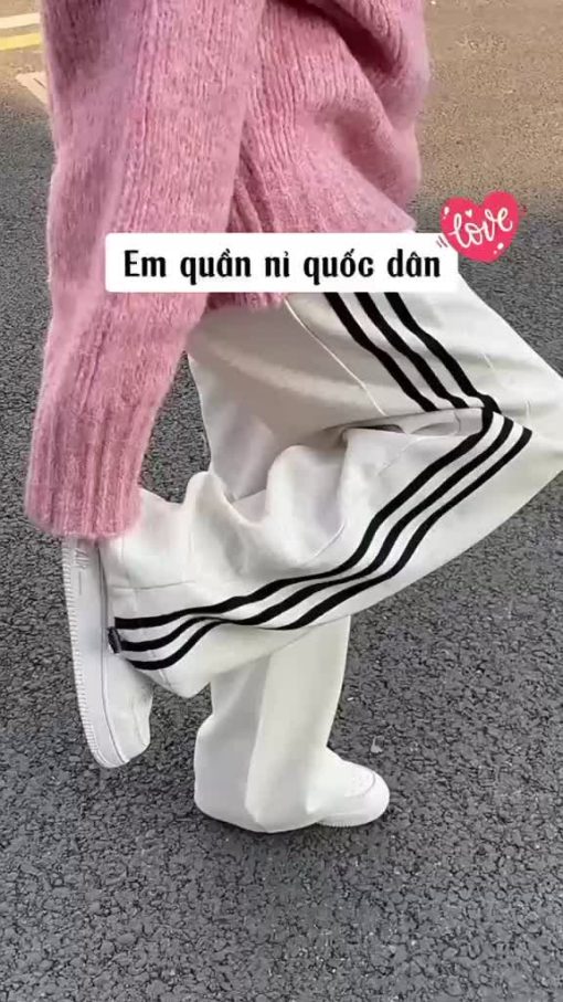 (Có Big Size) Quần nỉ 3 sọc thể thao Form rộng phủ giày chất liệu nỉ 2 da mềm mịn có dây rút điều chỉnh