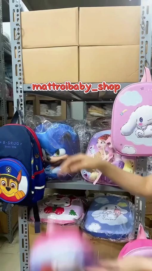 Balo trứng hoạt hình cho bé trai gái mầm non mẫu giáo nắp nhựa chống va đập, chống nước