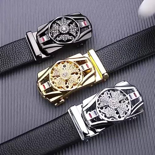 Thắt lưng mặt xoay nam cao cấp thời trang, dây lưng da khóa tự động X003, Combo Dây nịt Akedo