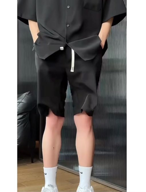 Set bộ quần áo sơ mi đũi chất cotton đũi cao cấp, Áo cộc tay lỡ unisex basic, Full logo tag, hợp mọi thời đại