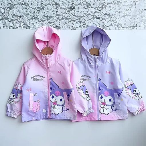 Áo khoác gió cho bé gái 2-9 tuổi, áo gió bé gái 2 lớp nhẹ thoáng họa tiết Kuromi, minnie, pony đáng yêu P1