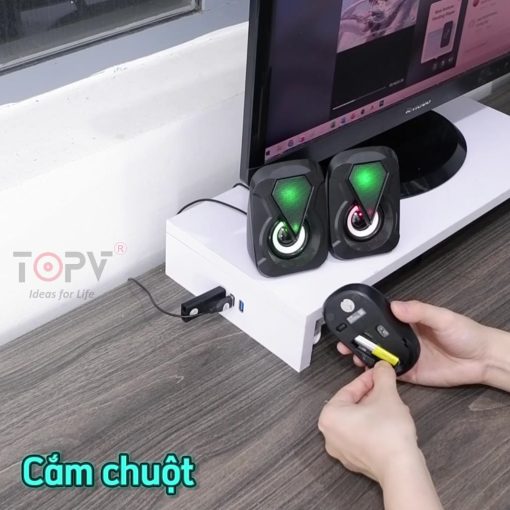 Kệ máy tính gỗ TopV để bàn giá đỡ laptop nâng pc 1 2 tầng trắng kệ màn hình decor bàn học kê vi tính TopV Home