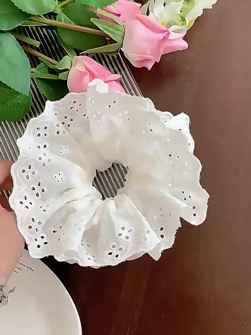 Dây Buộc Tóc Cotton Nguyên Chất Phối Ren Handmade Đa Năng Phong Cách Lolita Thời Trang Cho Nữ