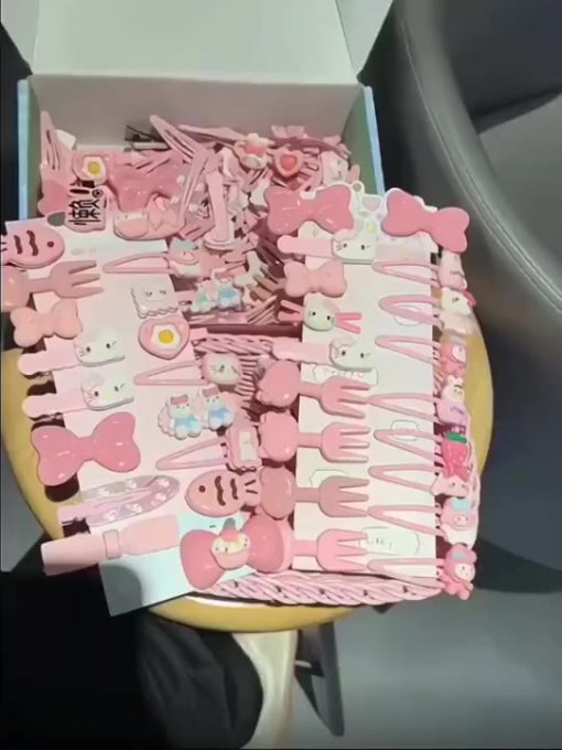 Set 50 kẹp tóc màu hồng, màu xanh cho bé gái siêu dễ thương phong cách hàn quốc