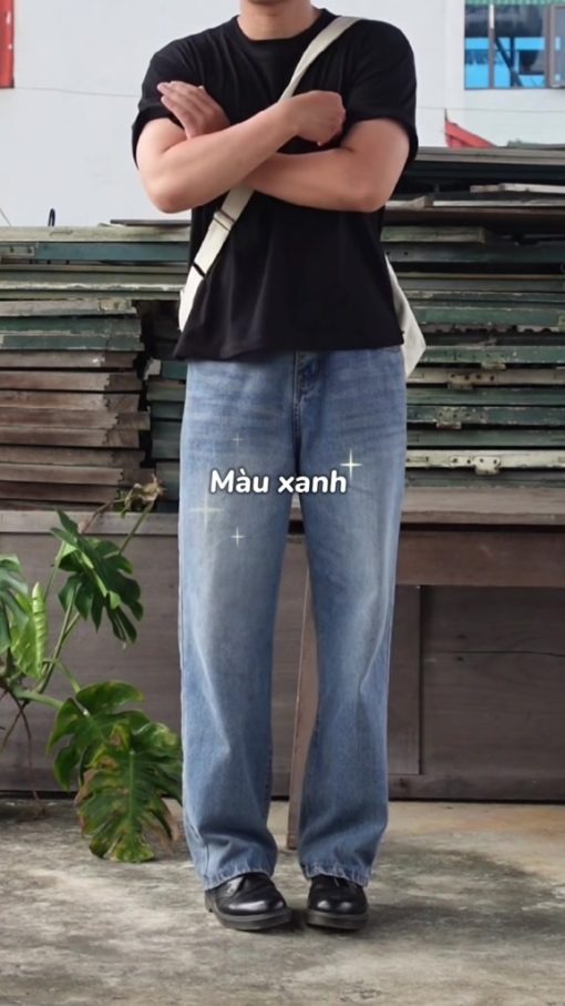 Quần jean ống rộng nam nữ SUN 95 jean wash hách dáng, phong cách trẻ trung năng động unisex