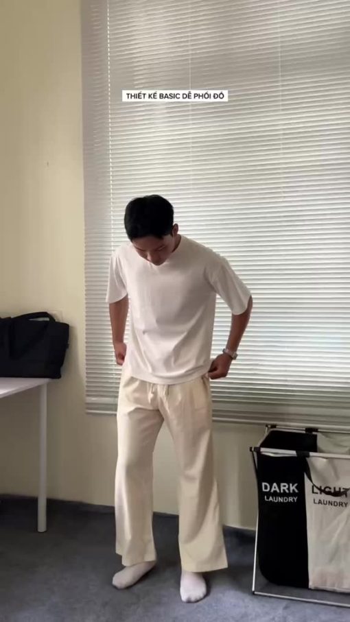 Quần dài LINENE SIMON nam form suông, vải Linen mềm mịn, thoải mái, thanh lịch - HUSSIO