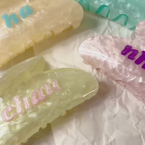 Kẹp Tóc Càng Cua Xà Cừ NHÀ CÚ Custom Tên Chất Liệu Acrylic Thời Trang Cho Nữ Hot Trend 5795 - Ảnh 2