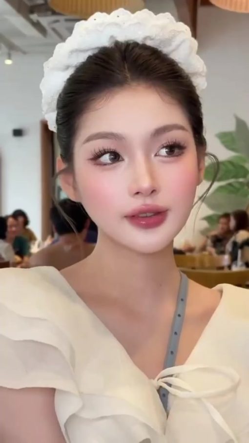 Dây buộc tóc scrunchies to phồng ren trắng nơ cao cấp, Dây cột tóc nơ ren dễ thương sang trọng Her Accessories