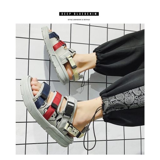 Sandal nam 3 quai họa tiết mặt gấu - dép quai hậu học sinh nam cực nổi bật - Ảnh 4