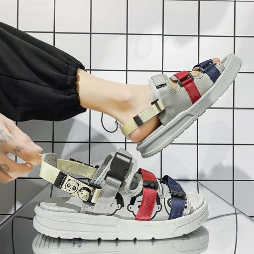 Sandal nam 3 quai họa tiết mặt gấu - dép quai hậu học sinh nam cực nổi bật - Ảnh 2