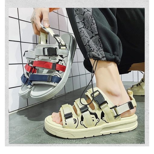 Sandal nam 3 quai họa tiết mặt gấu - dép quai hậu học sinh nam cực nổi bật - Ảnh 3