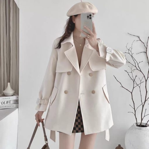 Áo khoác măng tô kèm dây đai chất kaki size S M L XL  áo măng tô xịn, áo khoác dạ, áo khoác thu đông - Ảnh 4