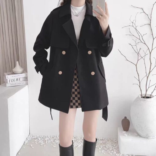 Áo khoác măng tô kèm dây đai chất kaki size S M L XL  áo măng tô xịn, áo khoác dạ, áo khoác thu đông - Ảnh 5