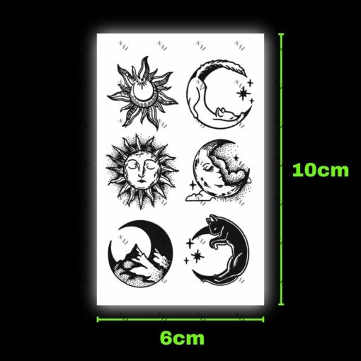 Miếng dán hình xăm tạm thời SAI MAGIC TATTOO 10CM×06CM chống thấm nước lâu trôi lên đến 2 tuần,Cổ tay Cánh tay,Bé nhỏ Cute Dễ thương tối giản,Thập cẩm Mặt trời Mặt trăng Hành tinh 012 - Ảnh 3