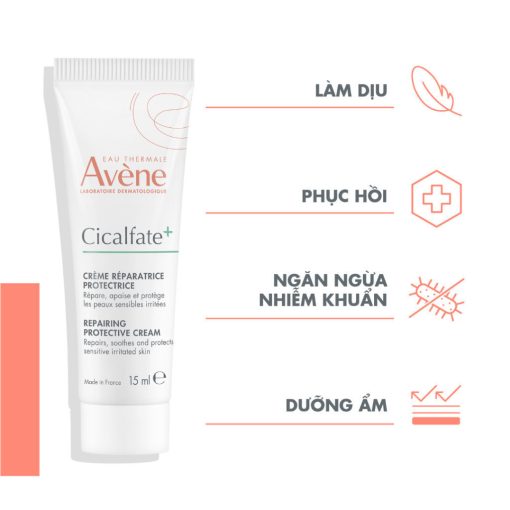 Combo 2 Kem phục hồi Eau Thermale Avène CICALFATE+ Repairing Protective Cream giúp làm lành da 15ml - Ảnh 6