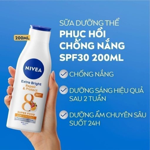 Sữa Dưỡng Thể NIVEA Phục Hồi & Chống Nắng Ban Ngày từ 8 Super Foods (200 ml) - 88310 - Ảnh 4