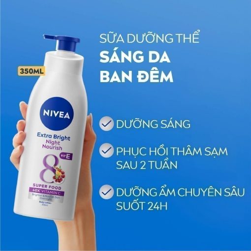 Sữa Dưỡng Thể NIVEA Sáng Da Ban Đêm từ 8 Super Foods (350 ml) – 98412 - Ảnh 4