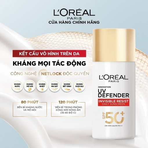 Bộ 2 Sữa Chống Nắng Phổ Rộng Vô Hình Thoáng Da, Kháng Mọi Tác Động UV Invisible Resist SPF 50+ PA++++ L’Oréal Paris 50ml - Ảnh 5