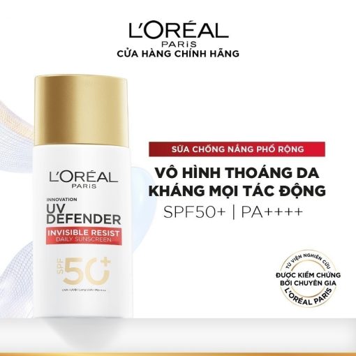 Bộ 2 Sữa Chống Nắng Phổ Rộng Vô Hình Thoáng Da, Kháng Mọi Tác Động UV Invisible Resist SPF 50+ PA++++ L’Oréal Paris 50ml - Ảnh 3