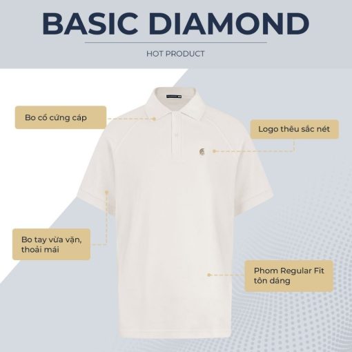 [7.7] Áo polo nam cao cấp BASIC DIAMOND, chất liệu mới CVC Diamond, thanh lịch sang trọng - POLOMANOR - Ảnh 5