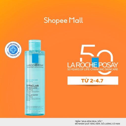 Nước làm sạch sâu và tẩy trang da dầu nhạy cảm La RochePosay Micellar Water 200ml - Ảnh 2