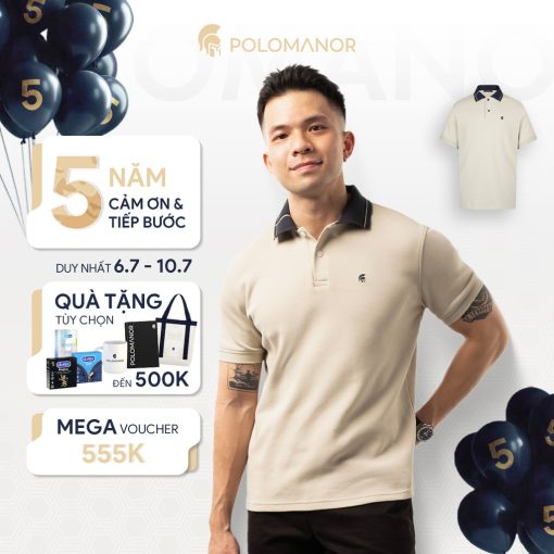 [7.7] Áo polo nam FIRIS SMART "F" vải cá sấu cotton interlock xuất xịn, thanh lịch sang trọng - POLOMANOR - Ảnh 2