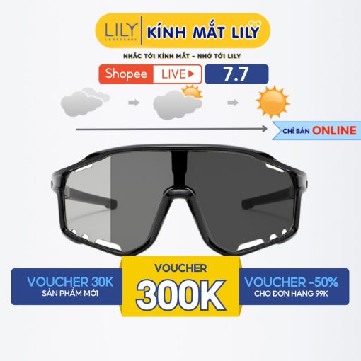 Kính mắt đổi màu ghi LILYEYEWEAR chống UV400 chống bụi đa năng bảo vệ mắt thích hợp đi đường và hoạt động thể thao 0117G - Ảnh 3