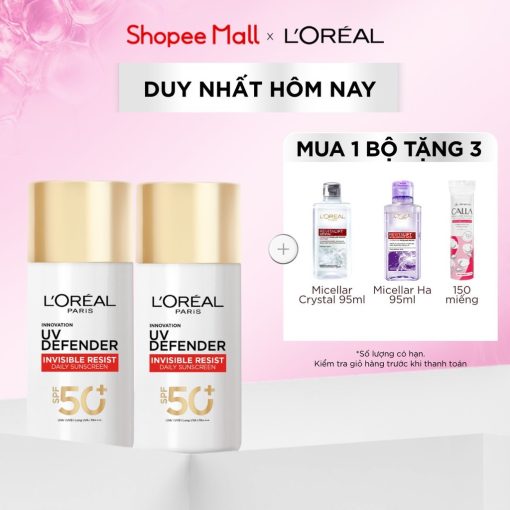 Bộ 2 Sữa Chống Nắng Phổ Rộng Vô Hình Thoáng Da, Kháng Mọi Tác Động UV Invisible Resist SPF 50+ PA++++ L’Oréal Paris 50ml - Ảnh 2