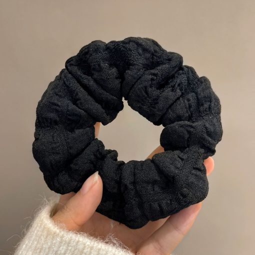 Dây buộc tóc scrunchies NOVSET cột tóc Dây Buộc Tóc Màu Kem Cỡ Lớn Thiết Kế Xếp Ly Đơn Giản Thời Trang - Ảnh 4