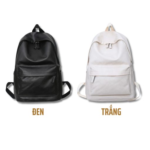 Balo da pu nam nữ GENBAG balo ulzzang chống nước trơn đi học đi chơi basic thời trang hàn quốc BL16 - Ảnh 3