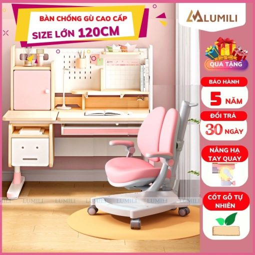 [ Miễn phí vận chuyển 100%] Bàn học cho bé thông minh chống gù chống cận Lumili 310 cao cấp mặt gỗ tự nhiên - Ảnh 2
