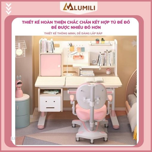 [ Miễn phí vận chuyển 100%] Bàn học cho bé thông minh chống gù chống cận Lumili 310 cao cấp mặt gỗ tự nhiên - Ảnh 5