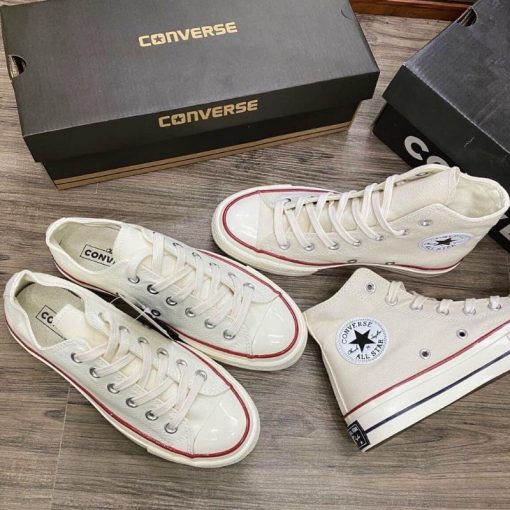 Giày CV cổ thấp màu trắng chất liệu vải Canvas đế cao su cao cấp dễ phối đồ, Giày CV cổ cao Sami Sneaker Full Box Bill - Ảnh 2