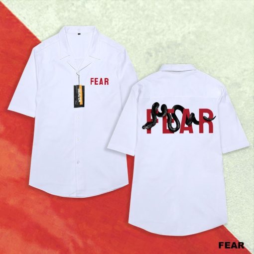 áo sơ mi FEAR CỔ VEST Tay Lỡ Thời Trang Unisex Vải Lụa Chéo - Ảnh 3