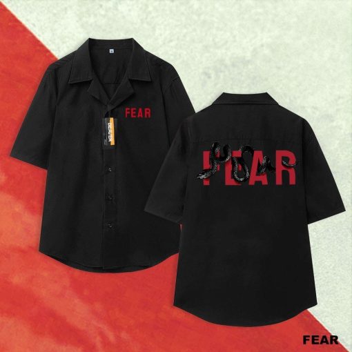 áo sơ mi FEAR CỔ VEST Tay Lỡ Thời Trang Unisex Vải Lụa Chéo - Ảnh 2