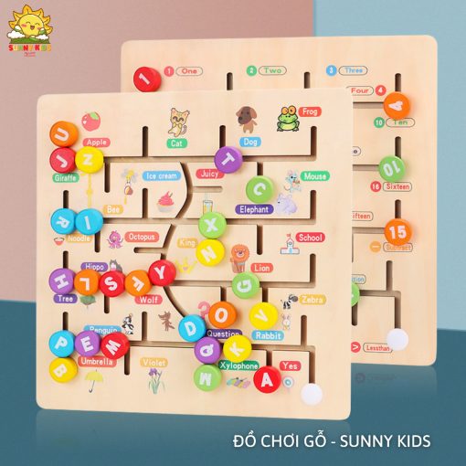 Bảng gỗ đồ chơi Montessori, đồ chơi thông minh giúp phát triển tư duy cho bé, vât liệu gỗ tự nhiên an toàn - Sunny Kids - Ảnh 2