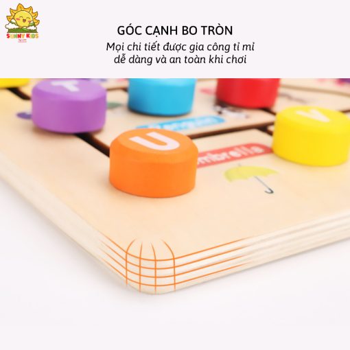 Bảng gỗ đồ chơi Montessori, đồ chơi thông minh giúp phát triển tư duy cho bé, vât liệu gỗ tự nhiên an toàn - Sunny Kids - Ảnh 5