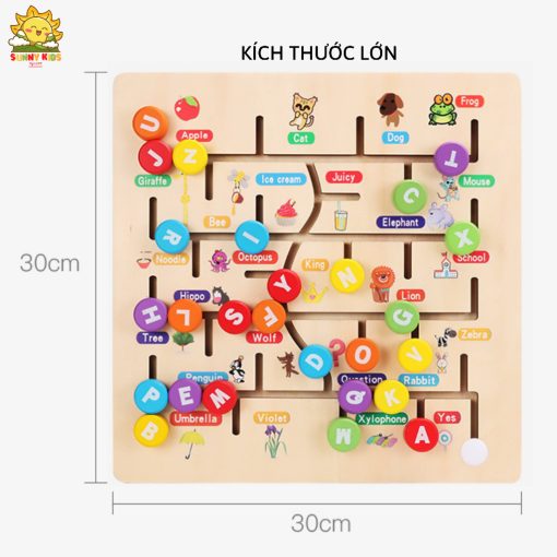 Bảng gỗ đồ chơi Montessori, đồ chơi thông minh giúp phát triển tư duy cho bé, vât liệu gỗ tự nhiên an toàn - Sunny Kids - Ảnh 3