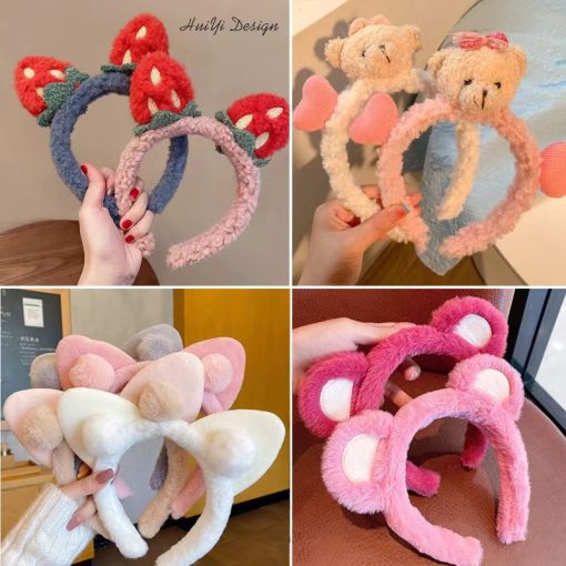 Băng đô rửa mặt bờm cute cài tóc dễ thương chống trơn trượt, lông mềm mại phong cách Hàn Quốc trẻ em, người lớn - Ảnh 3