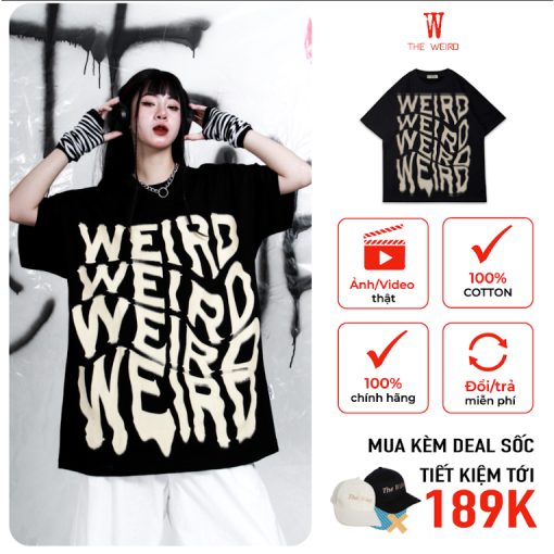 LOCAL BRAND Áo thun The Weird Phong Cách Unisex Form Rộng ATK739 - Ảnh 2