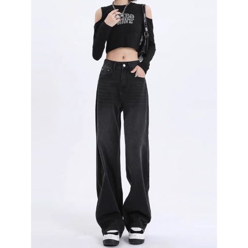 Quần jean Suông Ống Rộng màu Xanh Nhạt Mài Thời Trang dành cho BigSize hot hit 4542 0024 quần bò nữ ống rộng dáng xuông - Ảnh 5